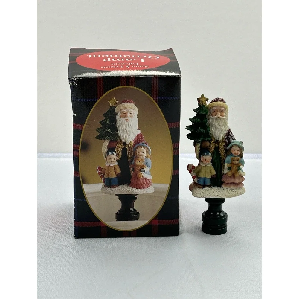 Vintage Santa Lamp Top Ornament Christmas Tree Children Figurine Original Box